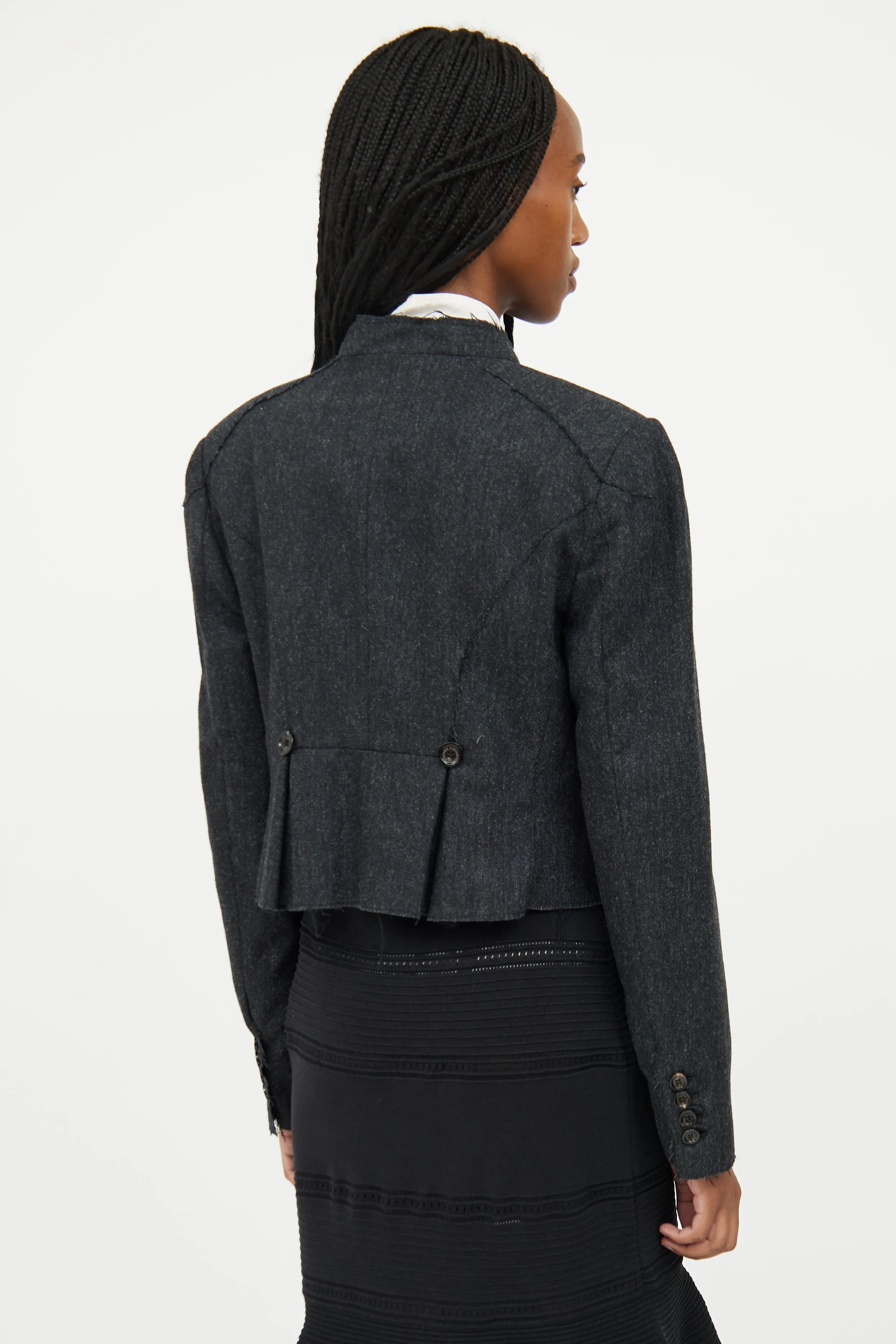 Dark Grey Wool Distressed Jacket